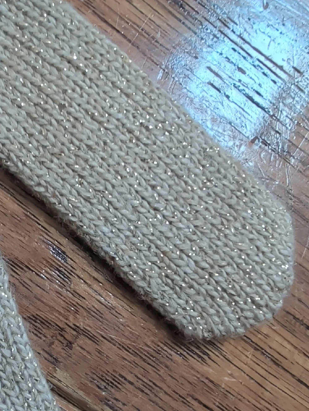 Armani Exchange Metallic Gold Shimmer Beige Knit Gloves